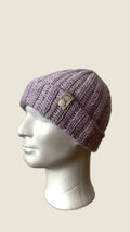 Beanie lila-weiss
