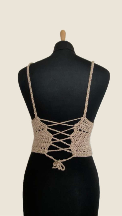 Festival crop top beige